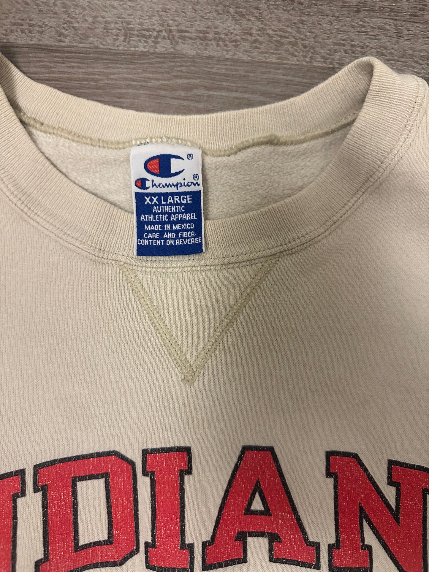 IU Champion Crewneck Cream Size 2XL